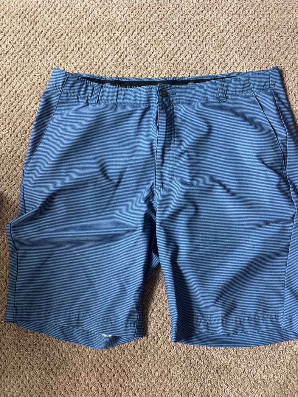 Pebble Beach Men's Blue Micro-Stripe Flat Front Shorts